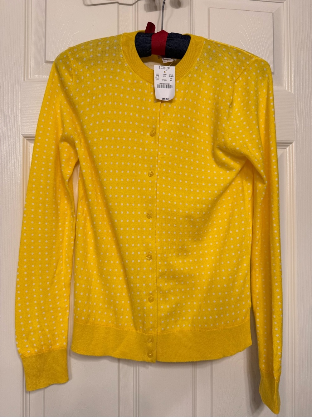 J. Crew Yellow with White Dot Crewneck Sweater